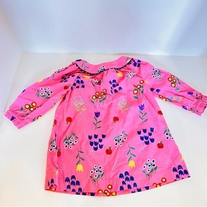 Hanna Andersson 100% Cotton Flower and Apple Print Long Sleeve Dress